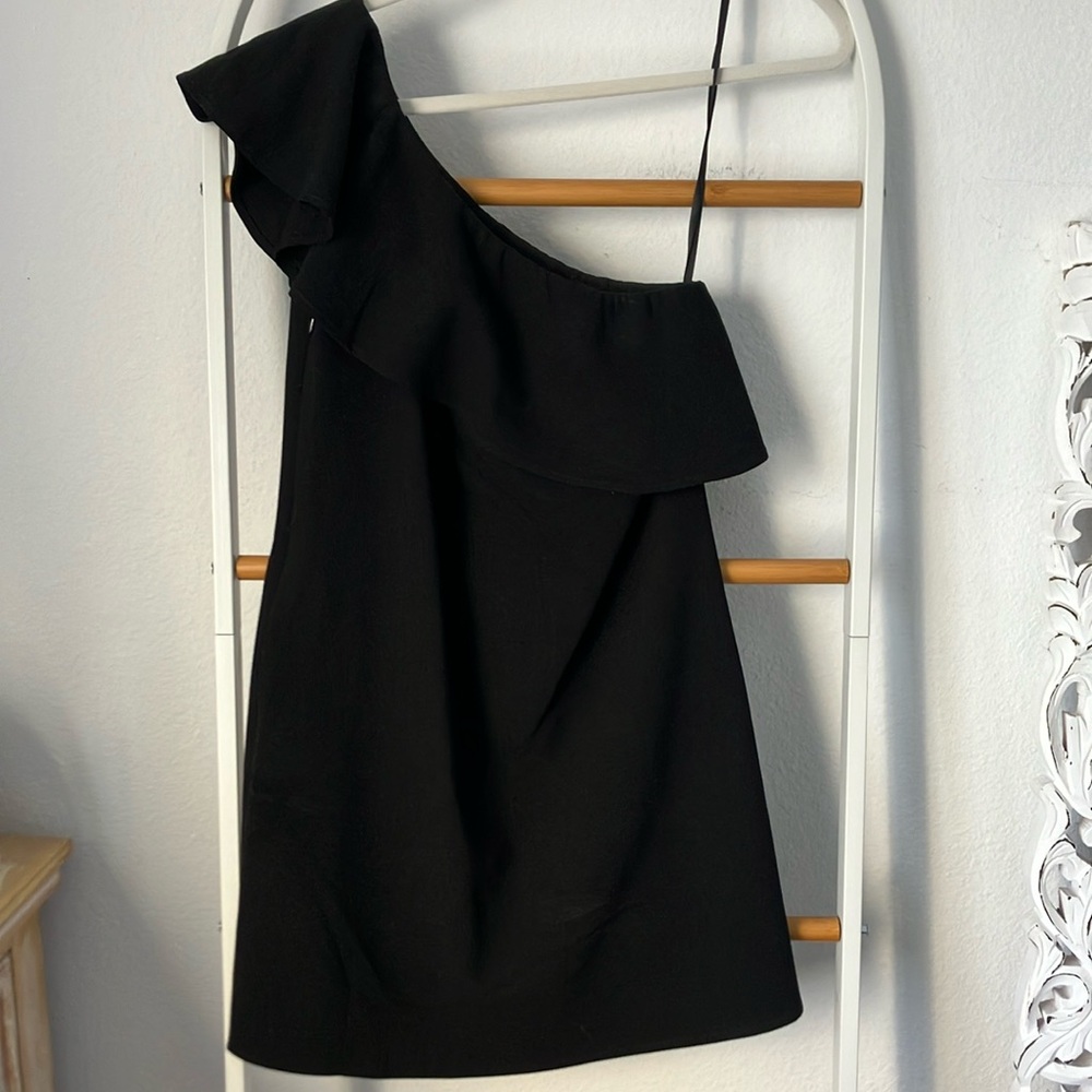 French connection little black dress, one shoulder w ruffle NWT size 4